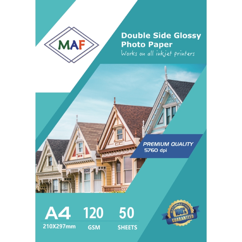 Double Sided Glossy Photo Paper A4 120GSM, 50 Sheets