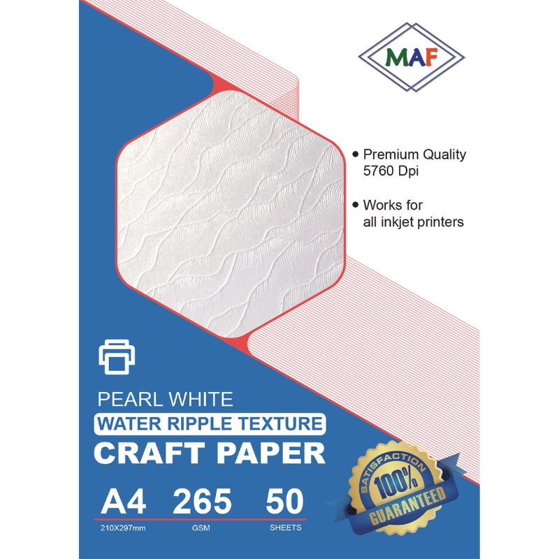A4 Pearl White Water Ripple Texture Craft Paper 265 GSM