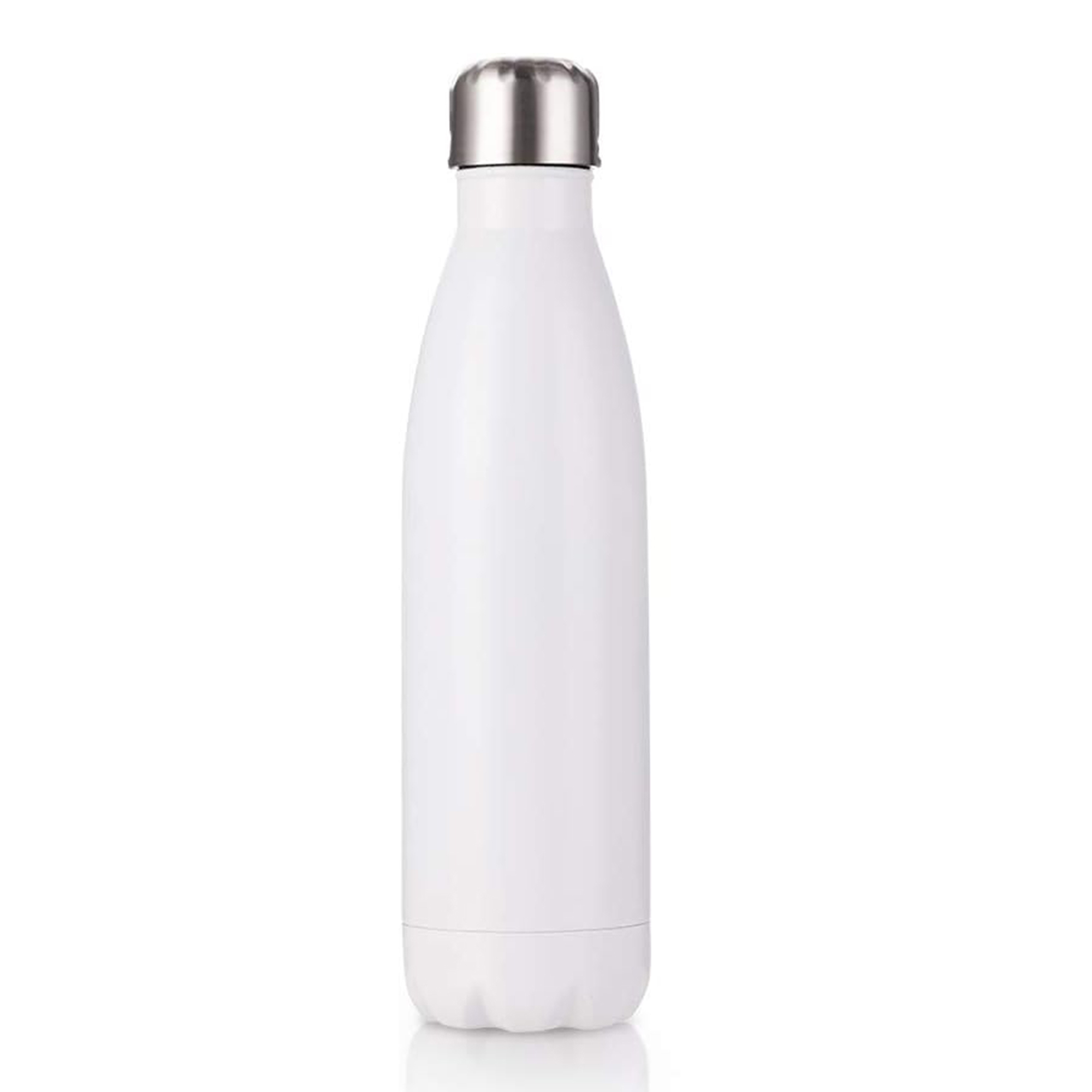 Stainless Steel Water Bottle – White Double-Walled Vacuum Insulated Sports Flask, Cola-Shaped
