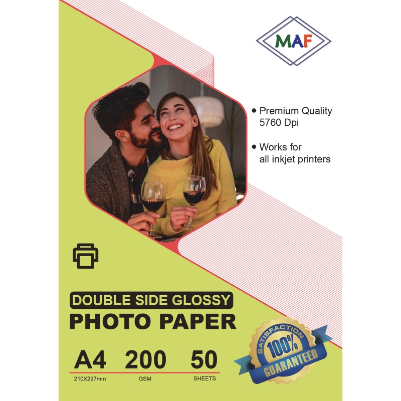 Double Sided Glossy Photo Paper A4 200GSM, 50 Sheets