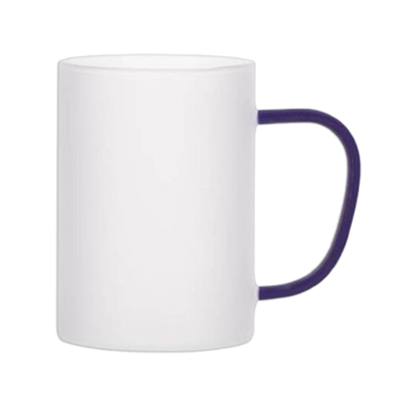 10oz Sublimation Frosted Glass Mug with Blue Handle