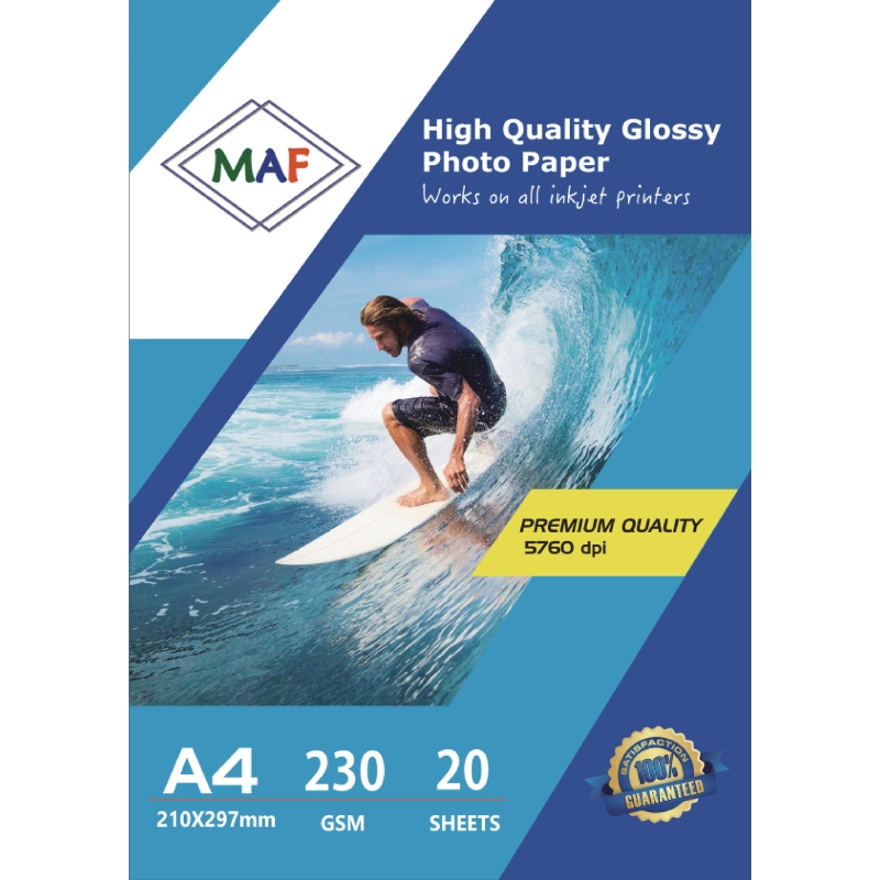 A4 Glossy Photo Paper  230GSM, 20 Sheets