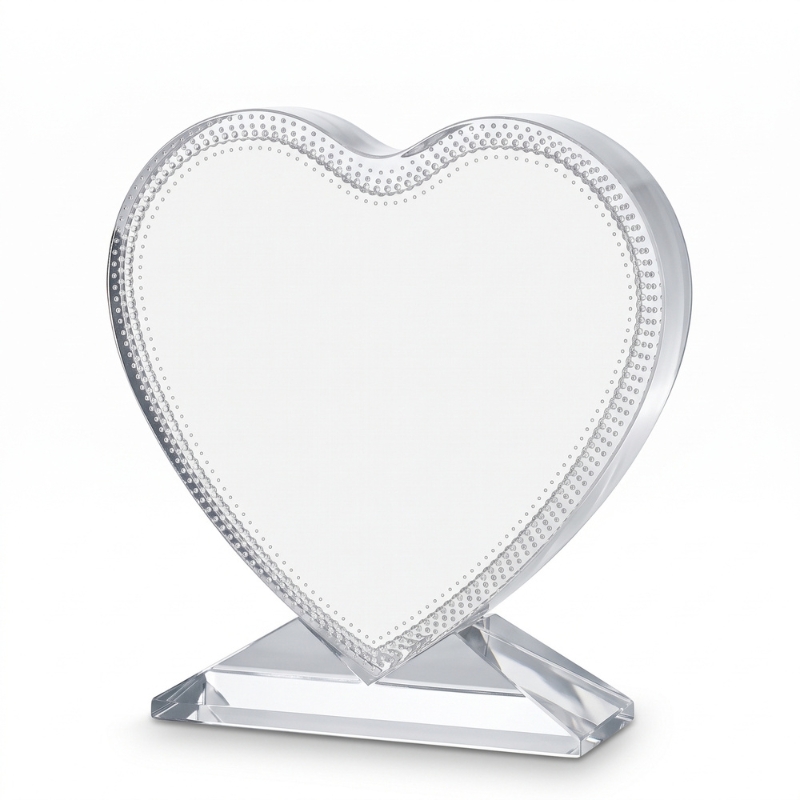 Sublimation Glass Heart Shaped Photo Frame with Base