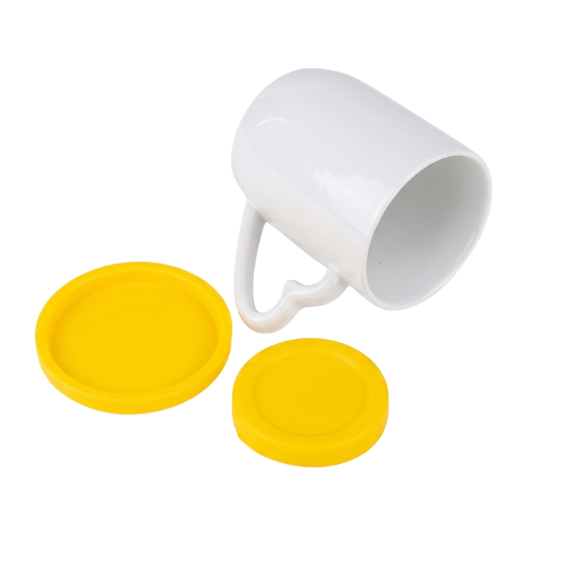 12oz Sublimation Ceramic White Mug with Color Silicone Lid & Base - Gallery