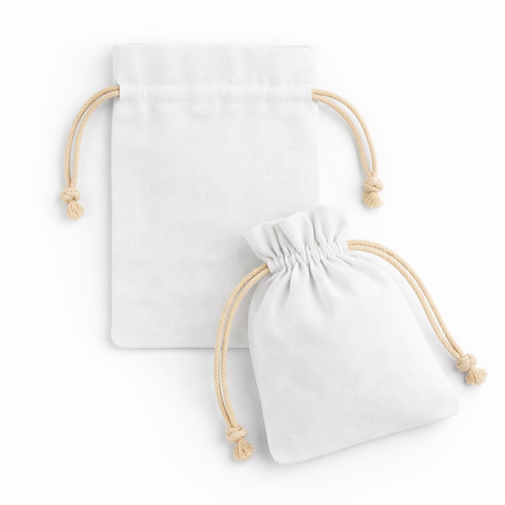 White Sublimation Blank Cotton Bag with Rope, 25x30cm - Gallery