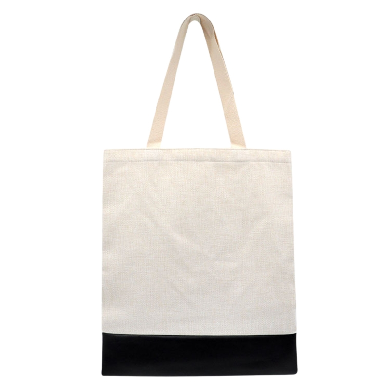 Sublimation Linen Tote Bags with PU Leather Bottom - Gallery