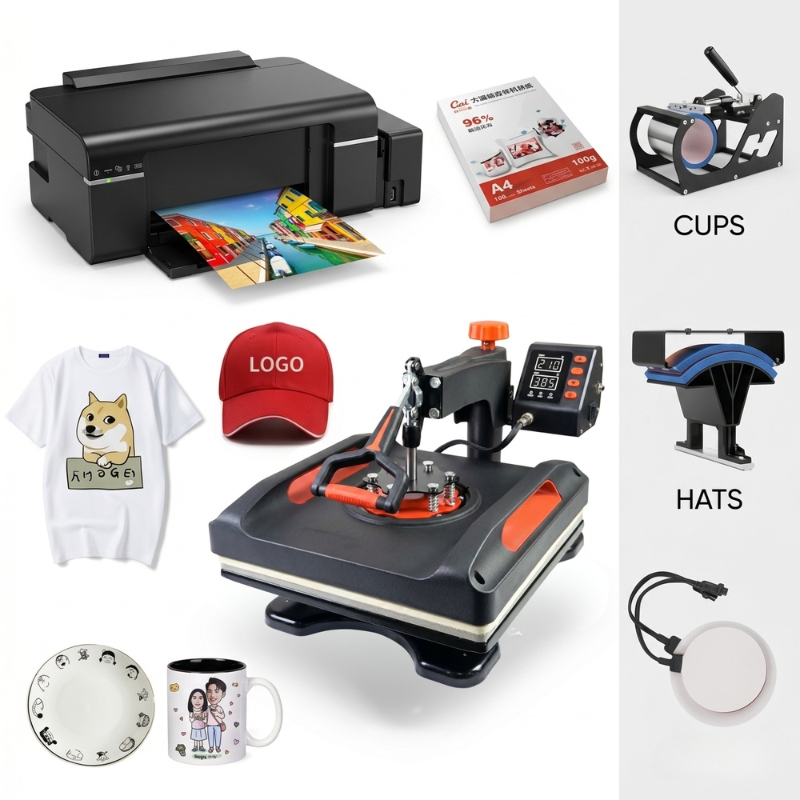 11-in-1 Combo Heat Press Machine, Professional Digital Sublimation Transfer Printer with LCD Temperature & Timer Controller - Gallery