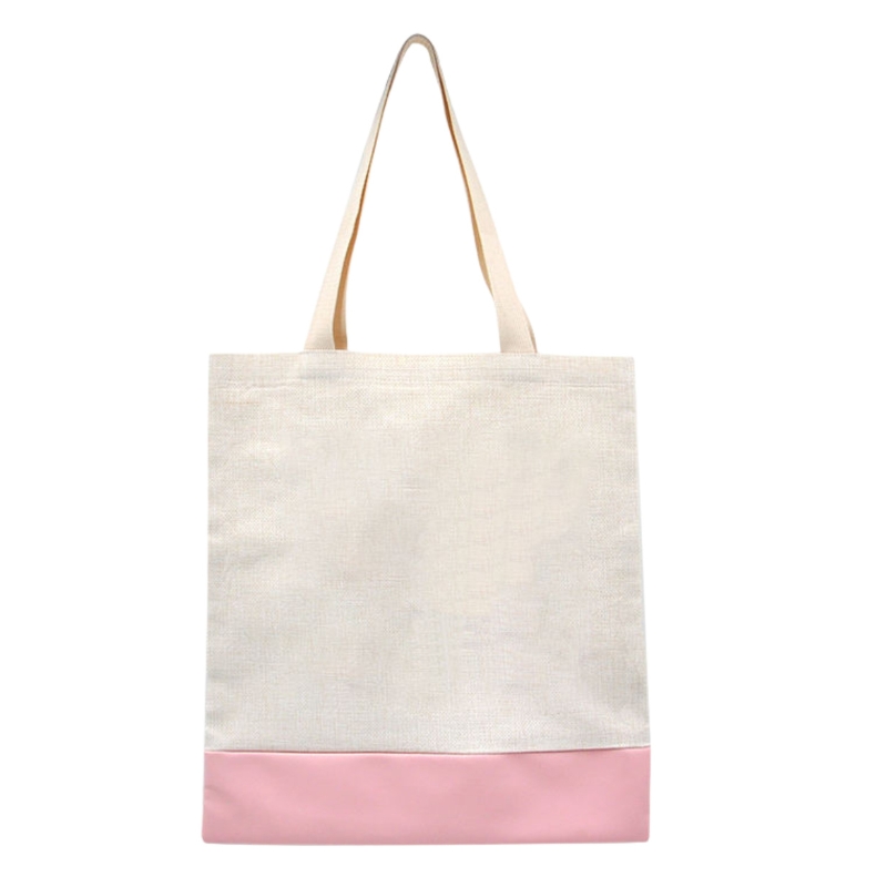 Sublimation Linen Tote Bags with PU Leather Bottom - Gallery