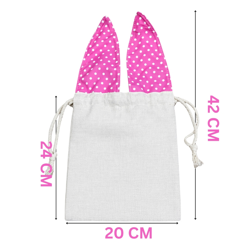 Polyester Sublimation Blank Bag with Pink Bunny Ears - Gallery
