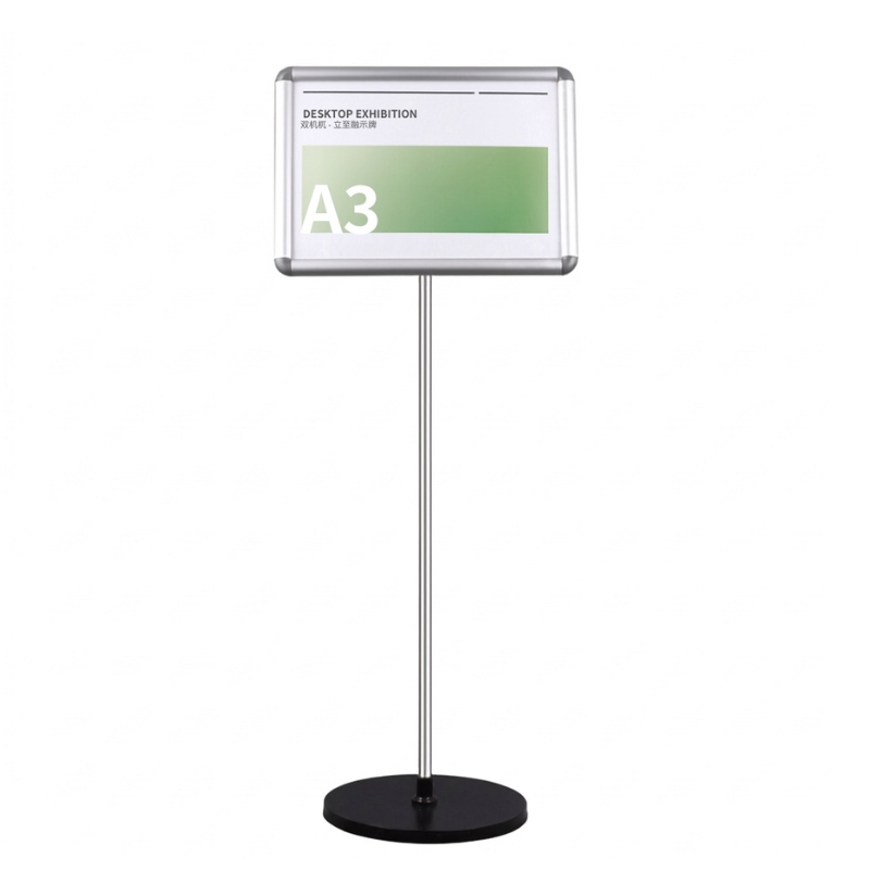 Floor Sign Stand with Heavy Duty Base, Aluminum Snap Frame Poster Stand, - Gallery