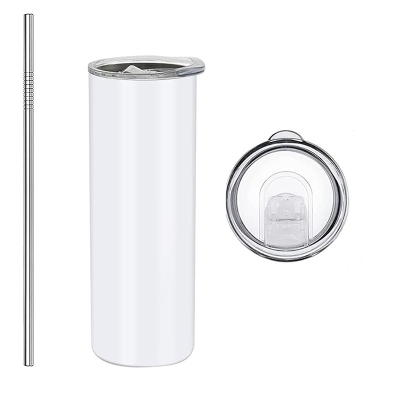 Insulated Skinny Stainless Steel Tumbler, with Lid & Metal Straw, Slim Travel Coffee Mug - Gallery