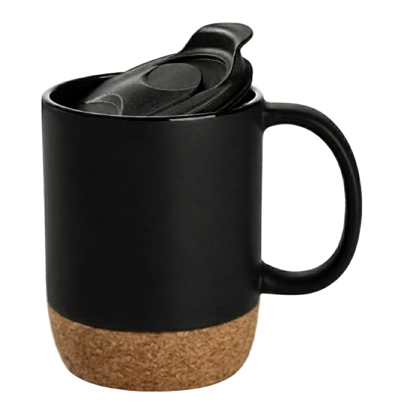 13oz-Sublimation Ceramic Coffee Mug with Cork Base &  Splash-Proof Lid - Gallery