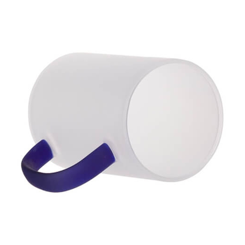 10oz Sublimation Frosted Glass Mug with Blue Handle - Gallery