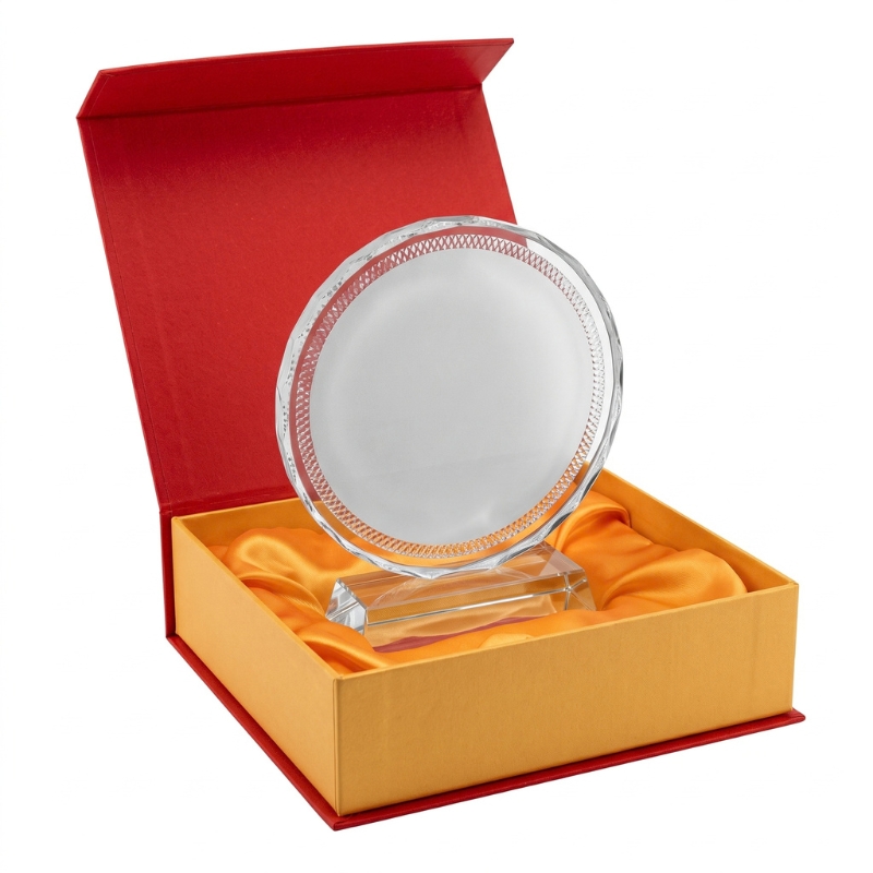 Sublimation Glass Round Shaped Photo Frame with Base - Gallery