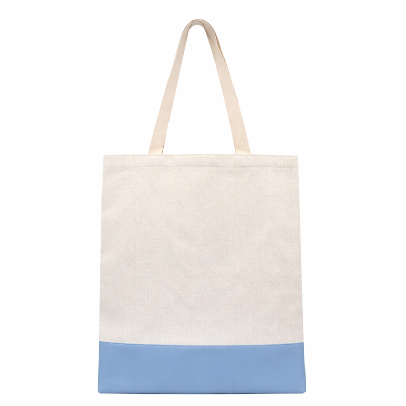 Sublimation Linen Tote Bags with PU Leather Bottom - Gallery