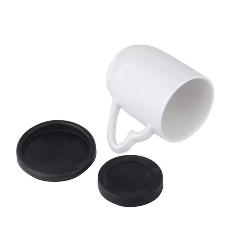 12oz Sublimation Ceramic White Mug with Color Silicone Lid & Base - Gallery