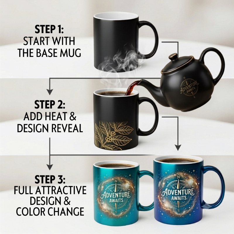 Heat Sensitive Color Changing Ceramic Black Mug-11oz - Gallery