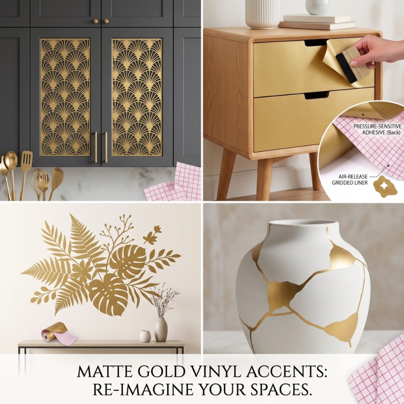 Self Adhesive Vinyl Sticker Roll, Water Proof, Peel and Stick Vintage, - Gallery