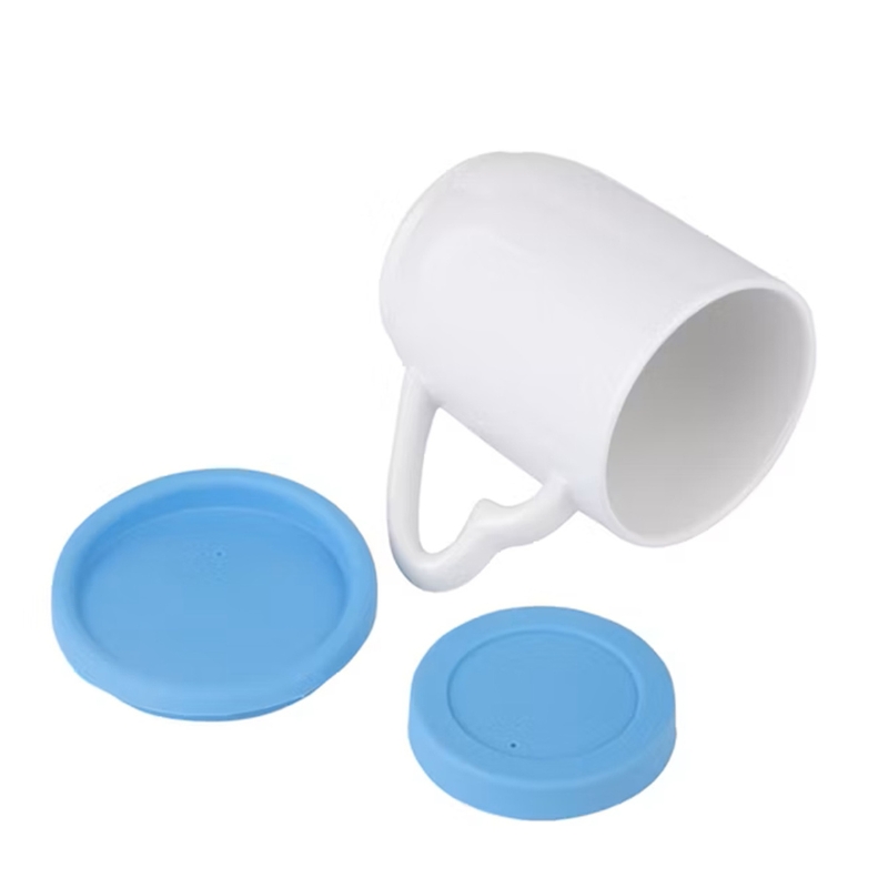 12oz Sublimation Ceramic White Mug with Color Silicone Lid & Base - Gallery