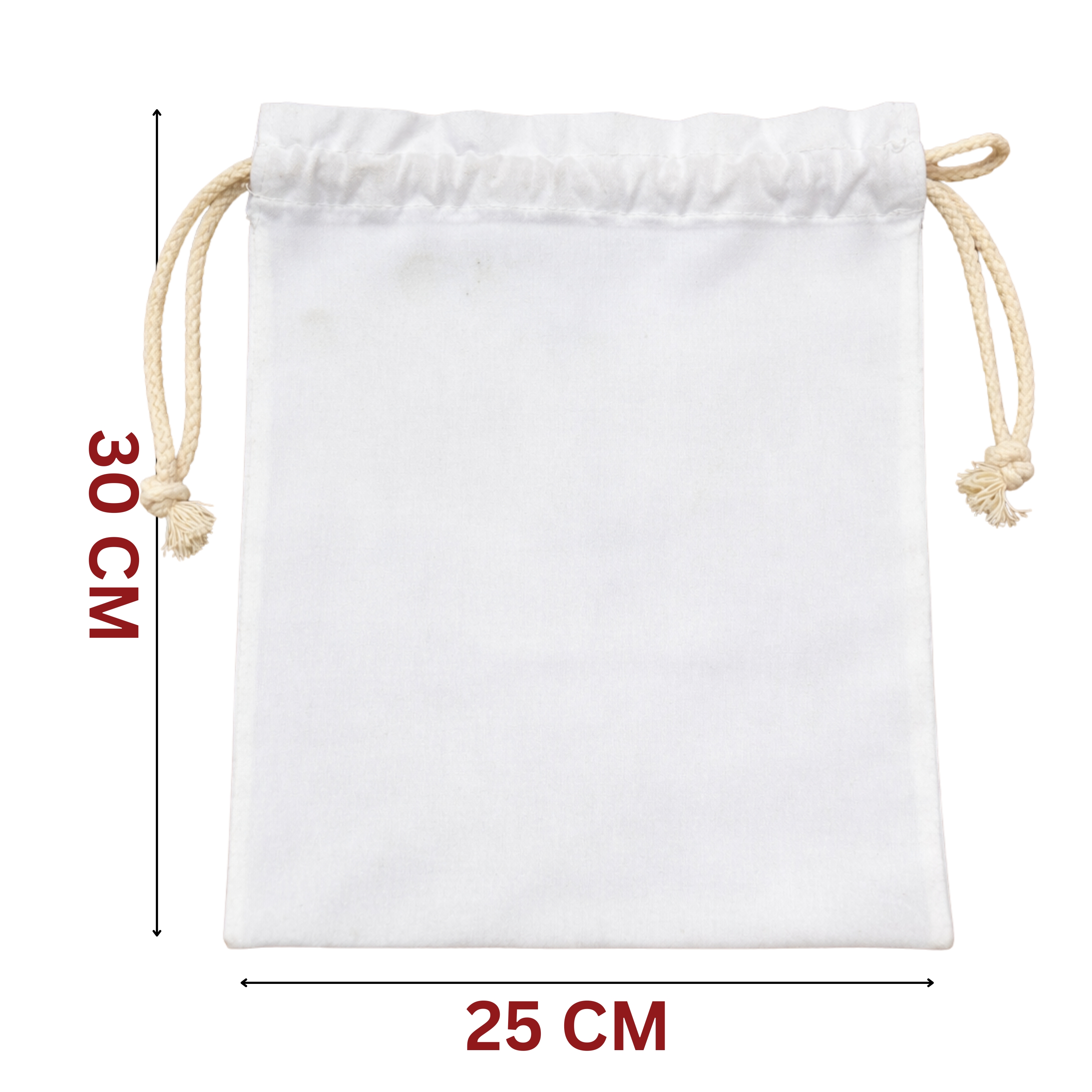 White Sublimation Blank Cotton Bag with Rope, 25x30cm - Gallery