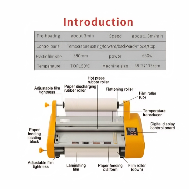 Heavy Duty A3/A4 Double Sided Hot & Cold Roll Laminator Machine, - Gallery