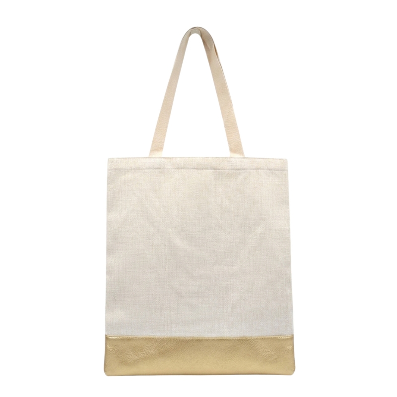 Sublimation Linen Tote Bags with PU Leather Bottom - Gallery