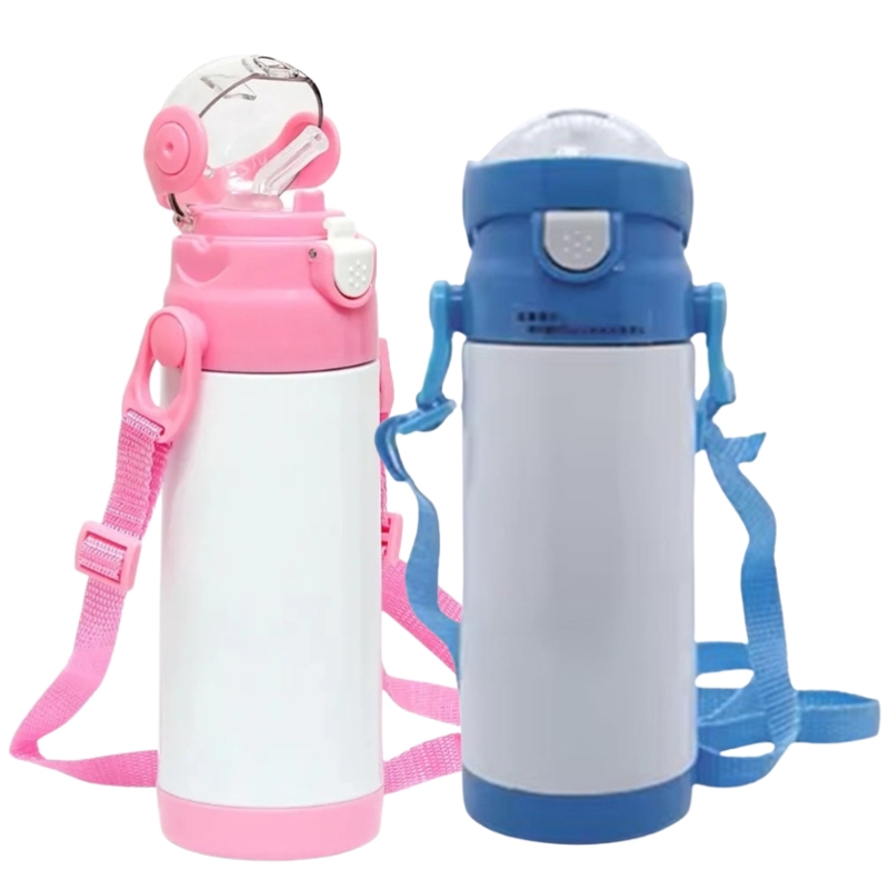 Sublimation Kids Water Bottle – Stainless Steel Double Wall Vacuum Insulated Flask with Straw Lid