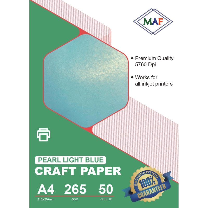 A4 Pearl Light Blue Craft Paper 265 GSM, Premium High Quality 50 Sheets