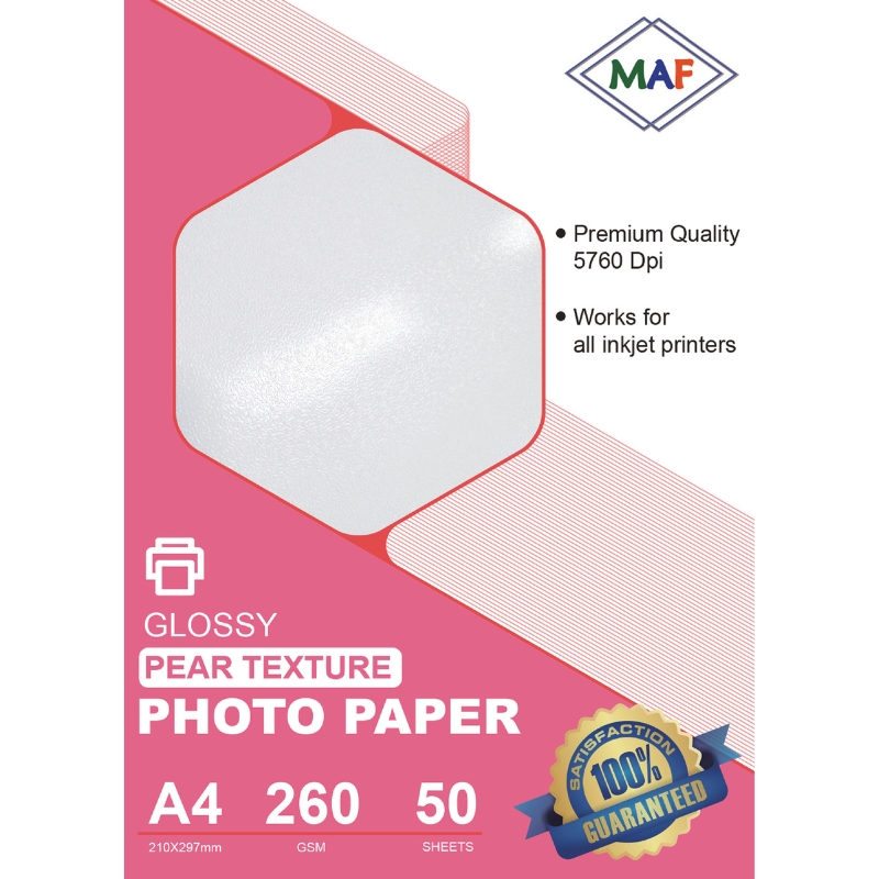 A4 Glossy Pearl Texture Photo Paper 260 GSM, 50 Sheets
